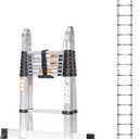 16.5FT Telescoping A Frame Ladder with Anti-Slip Feet, Multi Position Extension Telescopic Ladder with Stabilizers, Foldable Lightweight Collapsible Ladder for Home Indoor Outdoor Rv, 330LBS Capacity