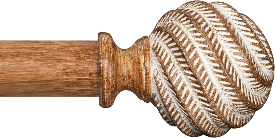 Wood Curtain Rods for Windows 36 to 88 Inch:Boho Farmhouse Wooden Curtain Rod for Living Room Bedroom,Rustic Adjustable Heavy Duty Drapery Rods Set Brown Decorative Bamboo Imitation Wood Grain