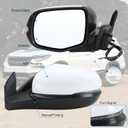 Left Driver Side Mirror Compatible With 2016 2017 2018 2019 2020 2021 2022 Honda Pilot With Manual Folding Power Glass Turn Signal Light Heated White Replace#76250TG7A81ZD (6Pins)