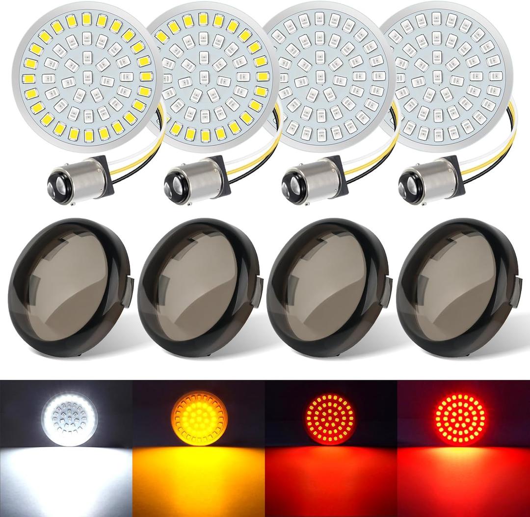 Benlari New Version1157 LED Turn Signals Bulbs, 2" Front Rear Lights with Smoked Lenses Fit for Harley Davidson Touring Dyna Softail Sportster Street Glide Road Glide Road King Iron 883 1200 72 48