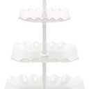 Coitak 3 Tier Cupcake Stand, Plastic Tiered Serving Stand, Wavy Dessert Tray for Tea Party, Birthday and Wedding (Pure White)