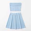 Women's 2-Piece Ribbed Knit Outfit – Strapless Fold-Over Tube Top and High-Waisted Mini Skirt Set, S