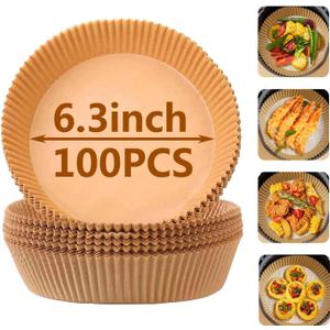 Air Fryer Liners Round,100PCS 6.3 inch Disposable Liner for Air Fryer 2Qt to 5Qt,Unbleached Non-stick Non-leak Small Airfryer liner Parchment Paper