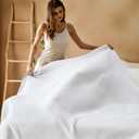 Bedsure 100% Cotton Muslin Blanket Queen Size for Bed - 4-Layer Breathable and Lightweight Thin Soft Summer Gauze Muslin Blankets for Adults, White, 90x90 Inches