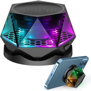 EGKimBa Magnetic Diamond Bluetooth Speaker, Small Wireless Speaker with Multi RGB Color Light Show, Portable Phone Stand for iPhone, Android, TWS Pairing (1 Pack)