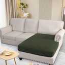 H.VERSAILTEX Super Stretch Individual Chaise Cover Sectional Couch Covers for L Shaped Sofa Both Left/Right Featuring Thick Jacquard Textured Twill Fabric (1 Piece Chaise Cover, Olive)