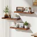Solid Wood Live Edge Floating Shelves Set of 2 24" Rustic Wall Shelf with Hidden Bracket System, Wall Mounted Shelves for Bathroom, Kitchen, Living Room, Bedroom (Classic Walnut)
