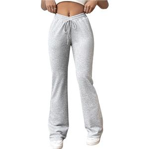 RoseSeek Women's High Waisted Crossover Flare Leg Sweatpants Baggy Drawstring Athletic Joggers Casual Workout Yoga Pants Grey Large
