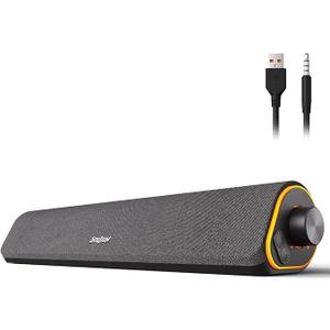 SOULION R50 Bluetooth Computer Speakers, 3.5mm PC Sound Bar for Desktop Monitor, Wired USB Powered & Colorful LED Lights with Switch Button, Surround Sound Soundbar PC Spearkers for Computer