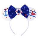 RAZKO Sparkle Cruise Mouse Ears Headband, Glitter Mice Ears Headband with Bow,Cruise Essentials Princess Decoration Cosplay Costume for Girls Women (Cruise&Boat)