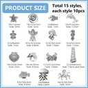 PH PandaHall 150PCS 15 Styles Ocean Animal Tibetan Beads Antique Silver Sea Turtle Starfish Spacer Beads Sea Life Creatures Alloy Loose Beads for DIY Necklace Bracelet Craft Jewelry Making