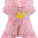 Dog Sweater Clothes Fleece Woolen Winter Warm Sweat Shirt 4 Legs Jumpsuit Pajamas Crown Princess Sweater for Small Dog Medium Cat Pink S (Small (Back length: 6.7 inches))