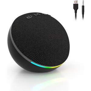 SOULION C10 Bluetooth Computer Speakers with 4 Modes Colorful LED Light, USB Powered 3.5mm Aux Mini PC Speakers with Switch Button, Crystal Sound Portable Soundbar for Desktop Laptop Monitor Black
