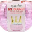 NPW Pink Disco Ball Ice Bucket  Holiday Christmas Party Decor & Bachelorette Gift, Disco Champagne Bucket for Girls Night