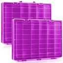 Juexica 2 Pcs Large 48 Grids Plastic Storage Bead Organizer Box, Tackle Box, Compartment Organizer Container with Adjustable Dividers for Jewelry Art Crafts Toys Screw Small Parts(Purple)
