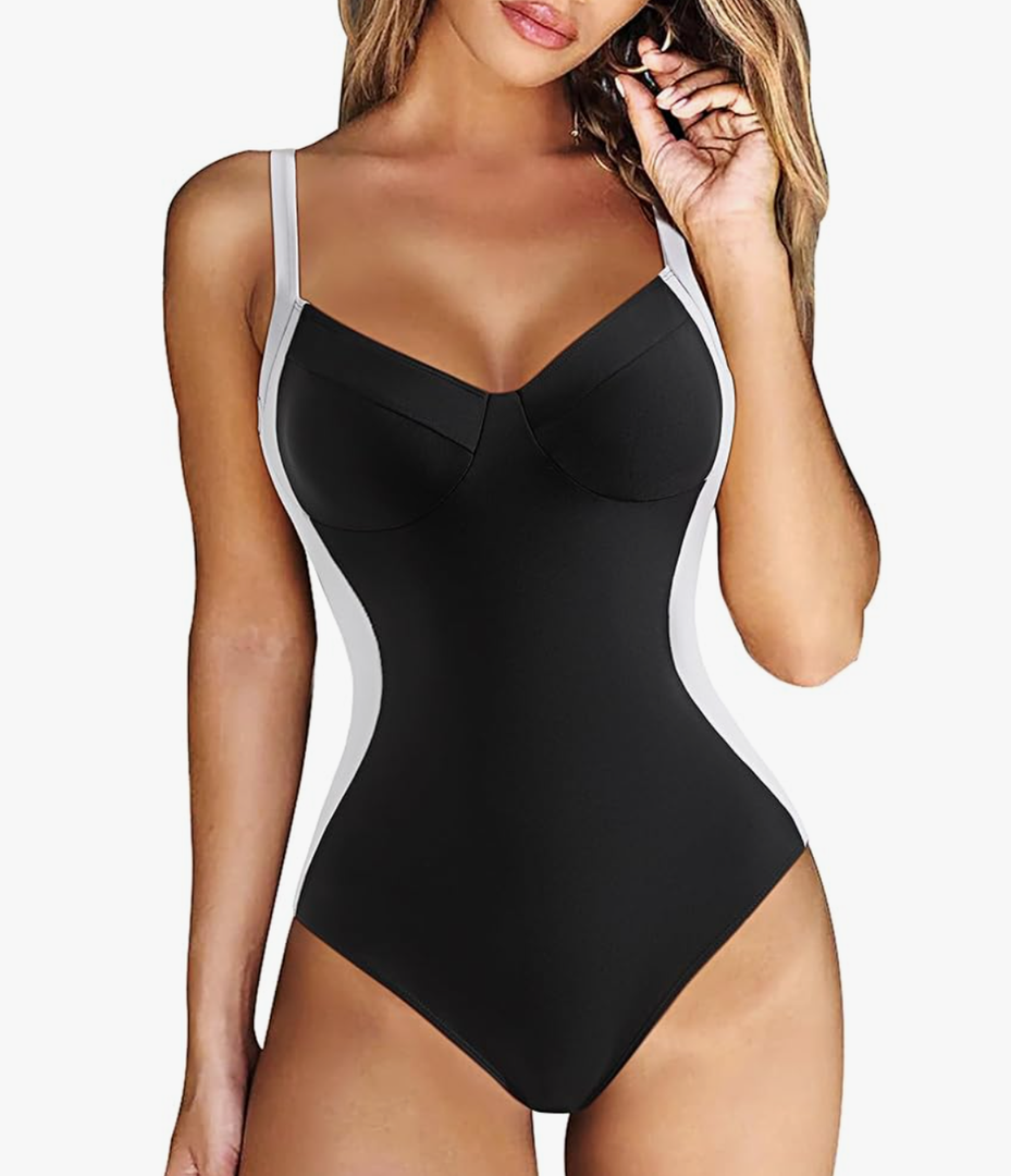 RXRXCOCO Women Slimming Tummy Control One Piece Swimsuits V Neck Crisscross Back Bathing Suit
Size Small