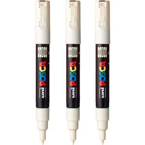 posca PC-1M Water-Based Paint Markers, Extra Fine Tip (0.7mm), Ivory, 3 Count