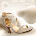 Ankis Nude Gold Black Heels Strappy Heels for Women 3 Inch Stiletto Open Toe Sandals for Wedding Evening Party Homecoming (6)