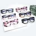 SIGVAN 6 Pack Reading Glasses Blue Light Blocking Square Computer Spring Hinge Readers for Women