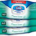 Clorox Disinfecting Wipes Flex Pack, Bleach Free, Fresh Scent, 75 Count, Pack of 3  