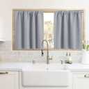 RYB HOME Blackout Curtains for Kitchen, Over Sink Privacy Curtains Window Decor, Thermal Insulating Drapes for Bathroom Cafe Bedroom Small Window, W 42 x L 24 inch, Silver Grey, 2 Panels