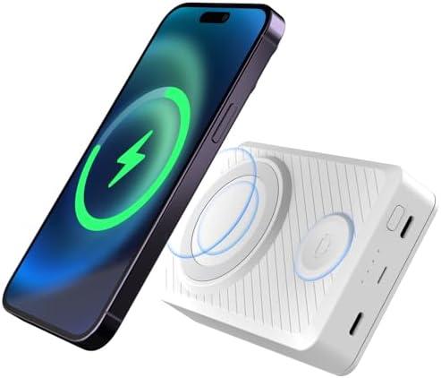 LIMETA 15000mAh Wireless Power Bank 4-Port Portable Magnetic Fast USB C Charger App Link Visually Impaired-Friendly Beeper for iPhone 12/13/14/15/16/Mini/Pro/Pro Max iWatch Samsung Galaxy