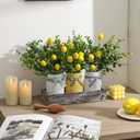 Summer Lemon Mason Jars Centerpiece for Table, Wood Tray with 3 Painted Jars, Dining Coffee Table Centerpiece For Kitchen, Living Room, Spring & Summer Home Decor with Lemon