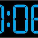 Soobest LED Wall Clock Digital Clock with Seconds, Electric Plug in Large Big Numbers Clock 5 Dimmers Wall Mount for Living Room, Auto DST, 10 Inches (Blue)