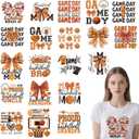 Dtf Transfers Ready to Press - 20 Pcs Basketball Iron on Patches for T-Shirts, Orange Bow Mom Heat Transfer Vinyl Stickers, Sport Iron on Decals for Clothes Bag DIY Fabric Decor