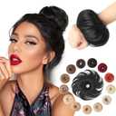 Messy Bun Hair Piece Natural Curly Jet Black Tousled Stretchy Fluffy Donut Updo Elastic Rubber Band Human Hair Bun Extension Chignons Scrunchies(1 Count #1 Jet Black