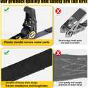 Boat Trailer Transom Ratchet Tie Down Straps Short with Latching Hooks and Soft Loop 2400 LBS, Safety Nylon Straps with Ratchet Buckle to Secure Transport Boat, Pontoon, Jet Ski, PWC, Kayak Motorcycle (Black)