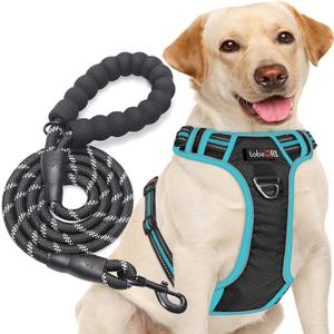 No Pull Dog Harness Adjustable Reflective Oxford Easy Control Medium Large Dog Harness with A Free Heavy Duty 5ft Dog Leash