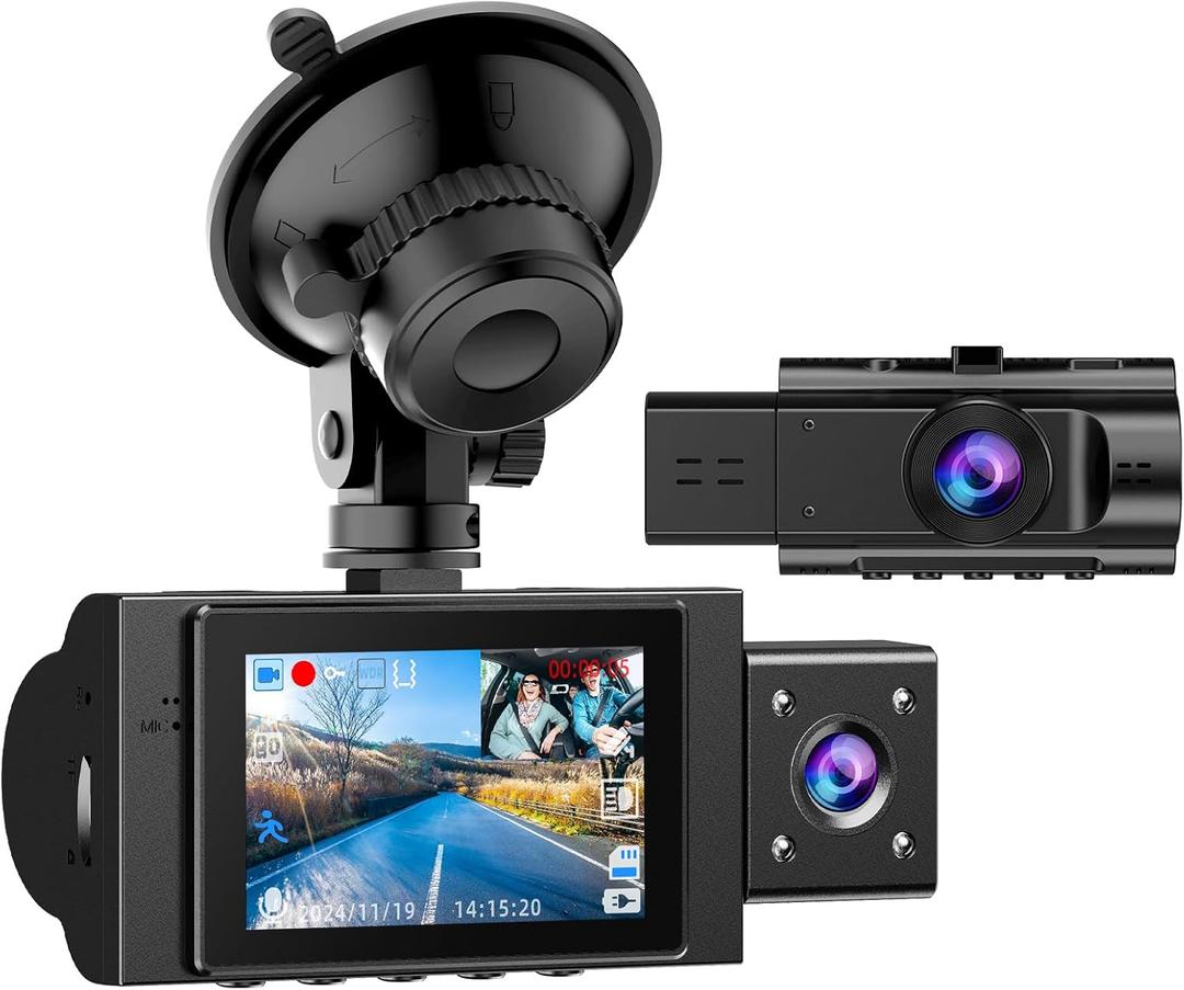 Dual Dash Cam Front and Inside FHD 1080P Dash Camera for Cars Dashcams for Cars with Infrared Night Vision, Car Camera Driving Recorder 24H Park Monitor Motion Detection G-Sensor for Taxi Uber