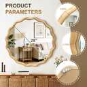 AMOISE Scalloped Round Mirror 28", Boho Wavy Wooden Frame Wall Mirror, Shatterproof Circle Accent Mirror for Bathroom, Bedroom, Entryway and Living Room