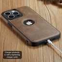 Casus Designed for iPhone 14 Pro Max Case Vegan Leather Slim Logo View Classic Luxury Elegant Thin Protective Cover (2022) 6.7" (Gray)