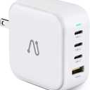 100W GaN Wall Charger, 4-Ports PD 100W Max Fast USB C Charging Adapter, Foldable Compact Charger Block Compatible with MacBook Pro Air, iPad Pro, iPhone 14,Galaxy S9 and More (White)