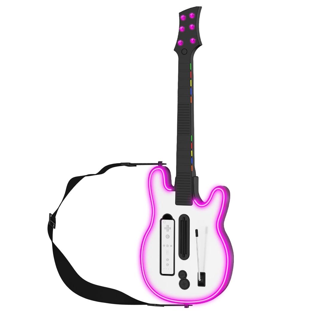JDDWIN Wireless Guitar for Wii Guitar Hero and Rock Band 2/ 3 Games With Strap, Compatible With All Nintendo Wii Games
