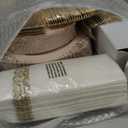 Nervure 350PCS Ivory Plastic Plates - Ivory Gold Plastic Dinnerware Sets for 50 Guests - 100 Gold Disposable Plates, 50 Pre Rolled Silverware Sets, 50 Cups Perfect for Wedding & Party