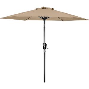 Simple Deluxe 7.5ft Patio Umbrella Outdoor Table Market Yard Umbrella with Push Button Tilt/Crank, 6 Sturdy Ribs for Garden, Deck, Backyard, Pool, Tan