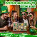 7 Pcs St. Patrick's Day Costume Accessories Leprechaun Top Hat Shamrock Earrings Glasses Irish Stickers Set for Women