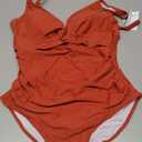 Eomenie Women's One Piece Swimsuits Tummy Control Ruched Push Up Bathing Suit Tie Back Slimming Swimwear (Large, Coral Pink)