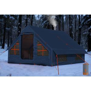 Inflatable Camping Tent,Gray, 8-10 Person Glamping Inflatable Tents, Quick Setup Blow Up Tents with Pump, Waterproof Inflatable Tent for Camping, Air Glamping Tents for Adult
