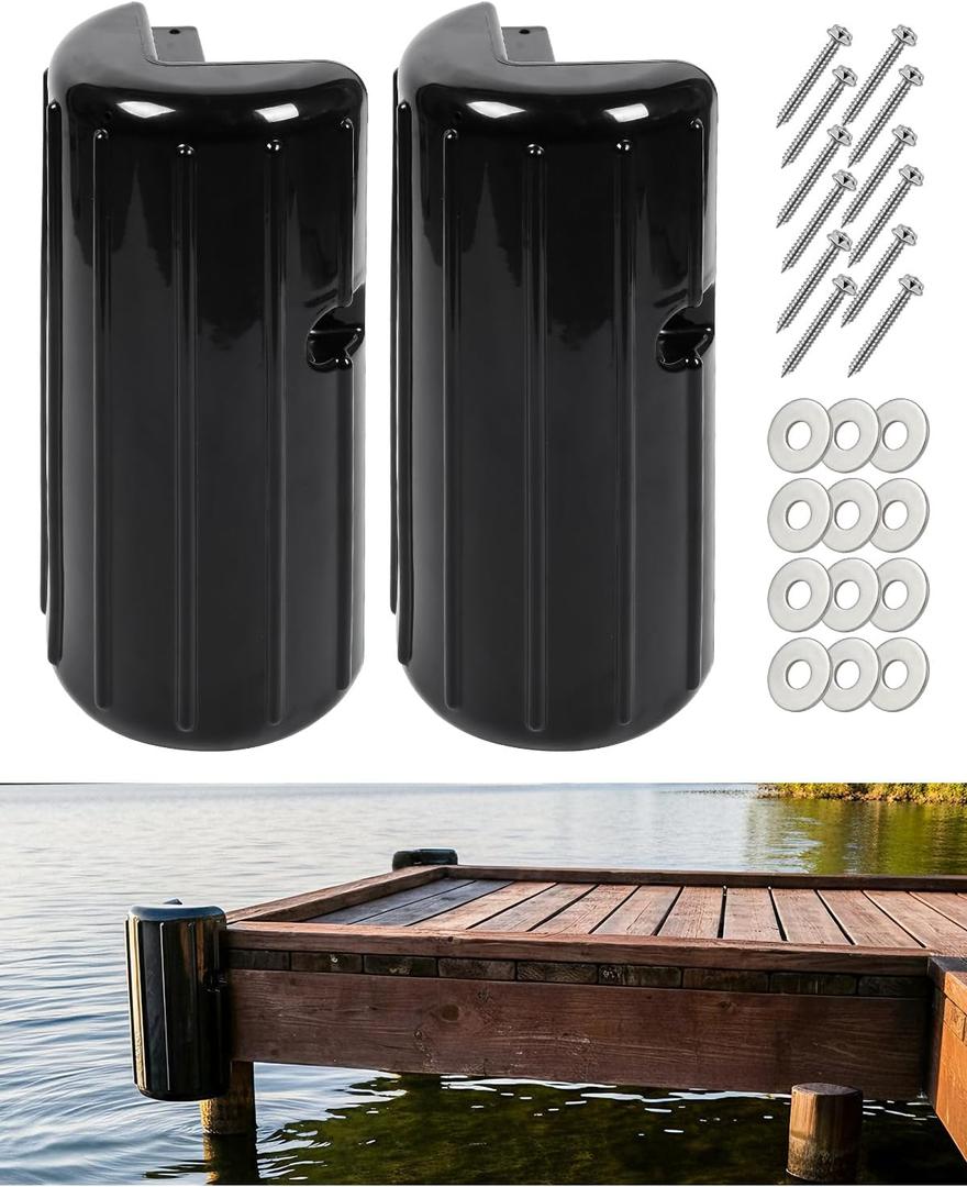 OCEANBROAD Dock Corner Bumpers, Heavy-Duty Marine Guard for Dock Corner & Edge Protection, UV-Resistant PVC with Stainless Steel Hardware, Vertical Installation for Straight Corners