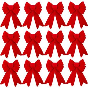 Aneco 12 Pieces Red Christmas Bows for Wreaths 5 x 8 Inches Christmas Bows for Tree Christmas Decoration Bows, Indoor and Outdoor