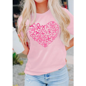 Womens Breast Cancer Shirts Heart Pink Ribbon Tshirt Cancer Awareness Tee Tops
XL