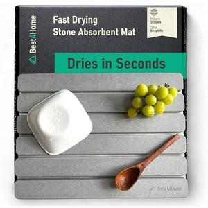 BEST4HOME Stone Drying Mat for Kitchen Counter - Grey 12x16In Dish Drying Mat - Foldable Diatomite Stone Dish Rack - Absorbent Diatomaceous Earth Non-Slip Tray for Bathroom