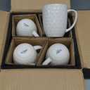 LE TAUCI Coffee Mugs 16 oz,Ceramic Mug Set, Embossment Cups for Latte, Hot Tea, Cappuccino, Mocha, Cocoa, Dishwasher Safe, Suit For Housewarming Wedding- 3.8 inch, Set of 4, Arctic White