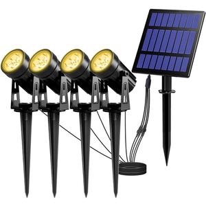 T-SUN Solar Spotlights, 4-in-1 Solar Landscape Spot Lights Outdoor Waterproof Auto ON/Off 5W Separate Solar Panel LED Lights, Solar Lights for Garden, Yard, Driveway, Pool Area(Warm White-3000K)