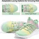 RUNSIDE Girls Tennis Shoes Lightweight Sports Kids Sneakers Lace-up for Running/Walking, Toddler/Little Kid/Big Kid (Gradient Yellow)