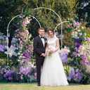 Putros Metal Arch Stand White Wedding Chiara Backdrop Stand Set of 3 (7.2FT,6.6FT,6FT) Square Arched Frame for Birthday Party Decoration